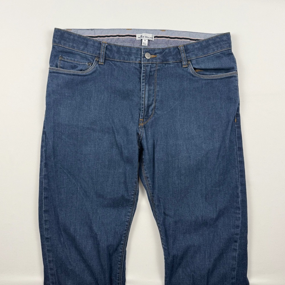 Peter Millar Mens 36 Dark Wash Straight Leg Jeans Indigo Cotton Stretch Turkey